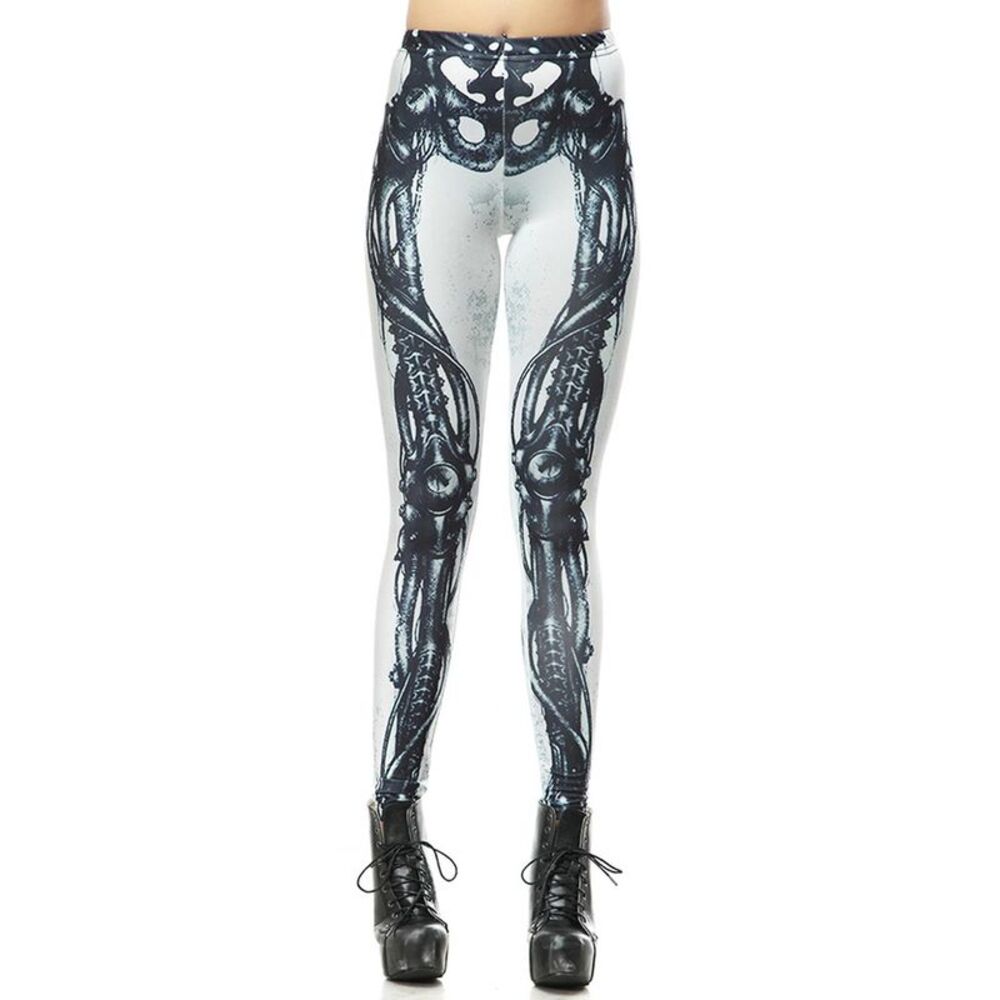 World of Leggings White Steampunk Skeleton Leggings
